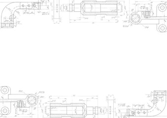 Technical drawing background .Mechanical Engineering drawing ,vector