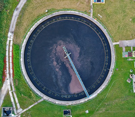 Aerial view on water treatment plant .