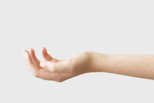 Open palm hand gesture of female hand