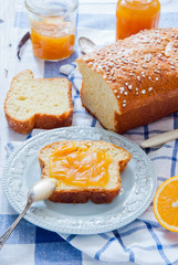French Brioche - french sweet brioche bread with orange marmalade