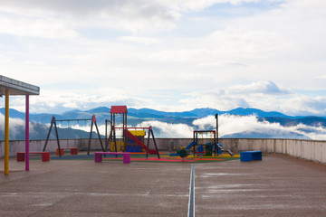 Playground at the bus station in Tineo, Asturias, Spain