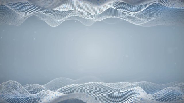 White frame of wavy shape and free space. Neural network or artificial intelligence concept. Seamless loop 3D render animation with depth of field 4k 4096x2304
