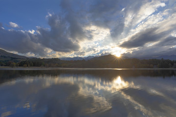 Sun starburst at sunset