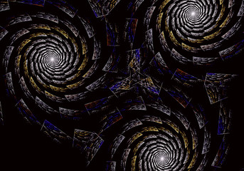 Abstract color dynamic background with lighting effect. Fractal spiral. Fractal art