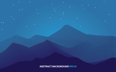 Fototapeta na wymiar blue night mountain silhouette 3D effect