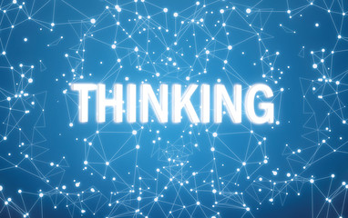 Thinking interface on blue network background