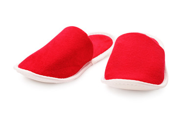 Red textile slippers