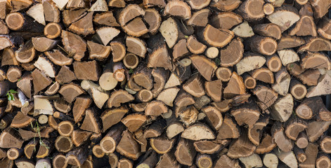 chopped firewood, Firewood stack for fire