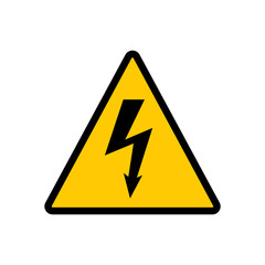 High voltage yellow triangle sign. High voltage hazard warning vector sign.