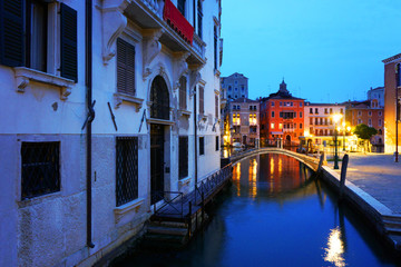 Canal at night in Venice