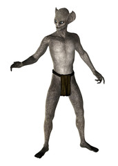 Creature with bat face, full body isolated on white. 3D rendering.