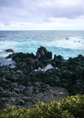 Traveler man swimming in the ocean pool water