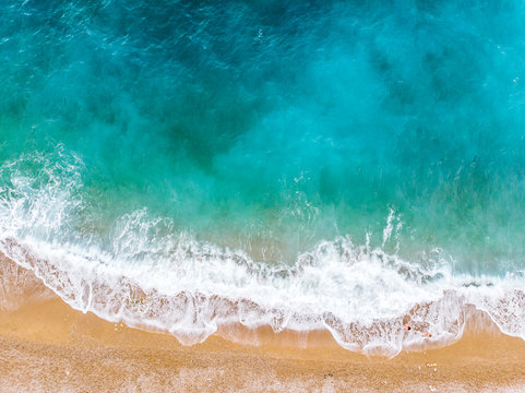 sea ​​waves view from the drone. Spain 2018, august