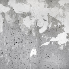 Gray concrete wall texture and white putty. Cement background.