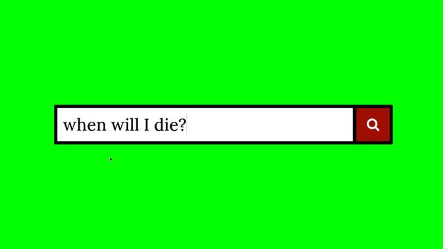 Writing a question on a fake search engine and clicking on the lens icon for the answer: when will I die?