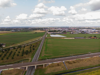 Aerial shot over a highway, A15 Bemmel GLD