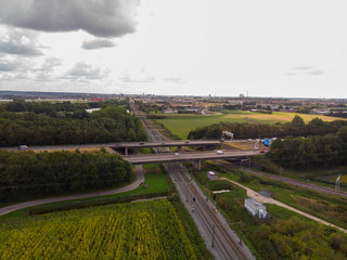 Aerial shot over a highway, A15 Bemmel GLD