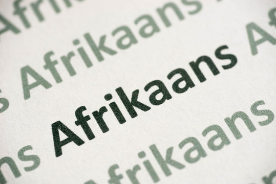 word Afrikaans  language printed on paper macro