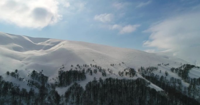 Aerial view: Transcarpathian mountains, skiing resort, Pilipets, Ukraine