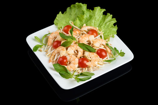 Vietnamese dish salad with shrimps