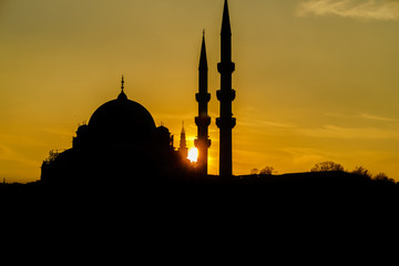 Mosque Silhouette in Istanbul at Sunset