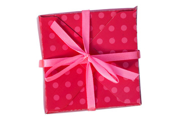 Red gift box isolated on white background