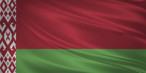 Belarus flag blowing in the wind. Background texture. 3d rendering, wave.