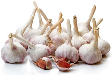 Heads of young garlic