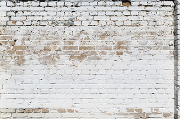 Old white brick wall texture. Brickwork background.