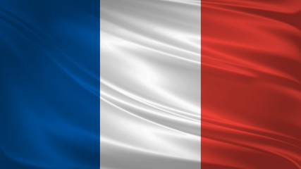France flag blowing in the wind. Background texture. 3d rendering, wave.