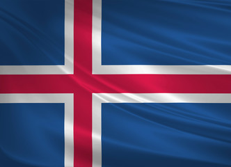 Fototapeta premium Iceland flag blowing in the wind. Background texture. 3d rendering, waving flag.