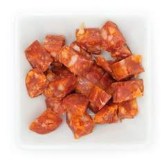 Chorizo Paprikawurst Spanien in Stücke