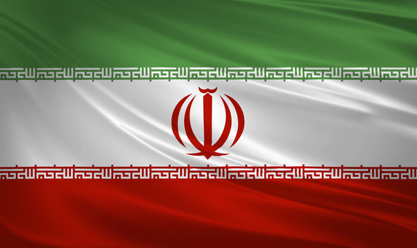 Iran flag blowing in the wind. Background texture. 3d rendering, waving flag.