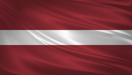 Latvia flag blowing in the wind. Background texture. 3d rendering, wave.