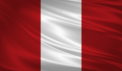 Peru flag blowing in the wind. Background texture. 3d rendering, waving flag.