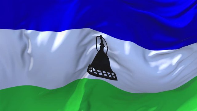 193. Lesotho Flag Waving in Wind Slow Motion Animation . 4K Realistic Fabric Texture Flag Smooth Blowing on a windy day Continuous Seamless Loop Background.
