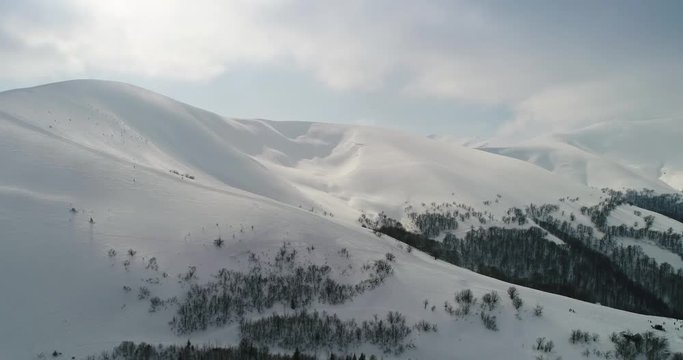 Aerial view: Transcarpathian mountains, skiing resort, Pilipets, Ukraine