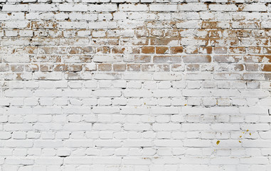 Old white brick wall background. Texture of brickwork.