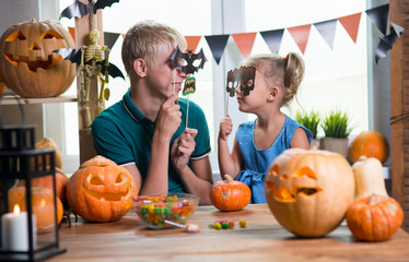 Two children on the holiday Halloween
