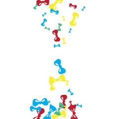 Festive Background with Colorful Bows. Trendy Pattern for Postcard, Print, Banner or Poster. Little Pretty Bows For Party Decoration, Wedding, Birthday or Anniversary Invitation. Vector
