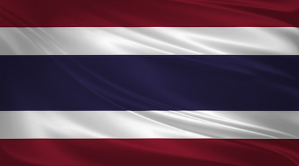 Thailand flag blowing in the wind. Background texture. 3d rendering, waving flag.
