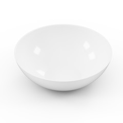 Collection of white objects. White empty rice bowl, isolated on white background. 3D Illustration.