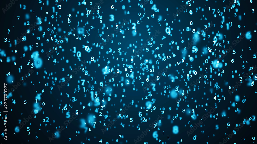 Poster Data visualization. Big data. Digital background. Information code. 4k rendering.
