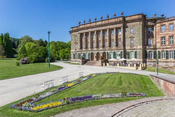 Obraz premium Castle and flowers in the Bergpark of Kassel, Germany