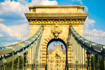 Photo sur Plexiglas Széchenyi lánchíd Beautiful typical Szechenyi Chain Bridge, Sights of Budapest in Hungary