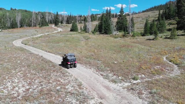 ATV driving on dirt road