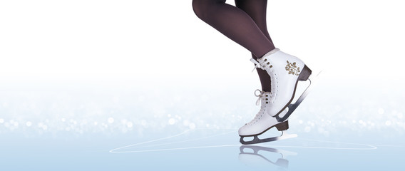 Woman legs in ice skating boots © Soloviova Liudmyla