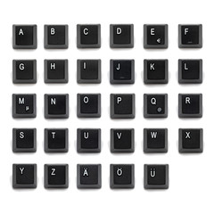 Alphabet black keys from keyboard key every letter