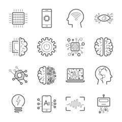 Internet of Things IOT , Artificial Intelligence AI , Innovative Smart Cyber Security Digital Information Technologies IT Vector Icon Set. Industry 4.0