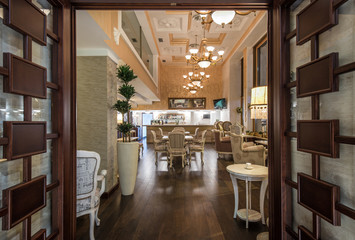 Luxury deciorated interior of restaurant
